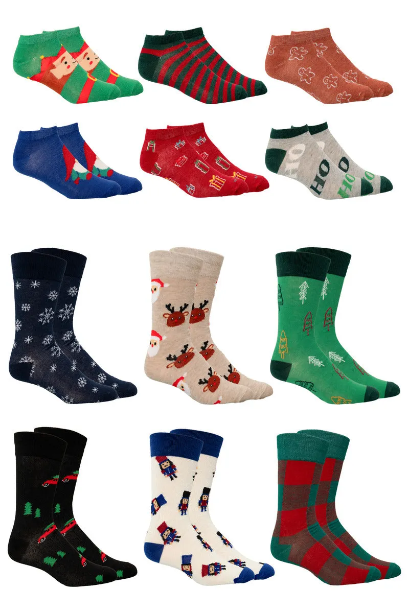 Gertex Men's Christmas Advent Calendar Socks 12 Pack