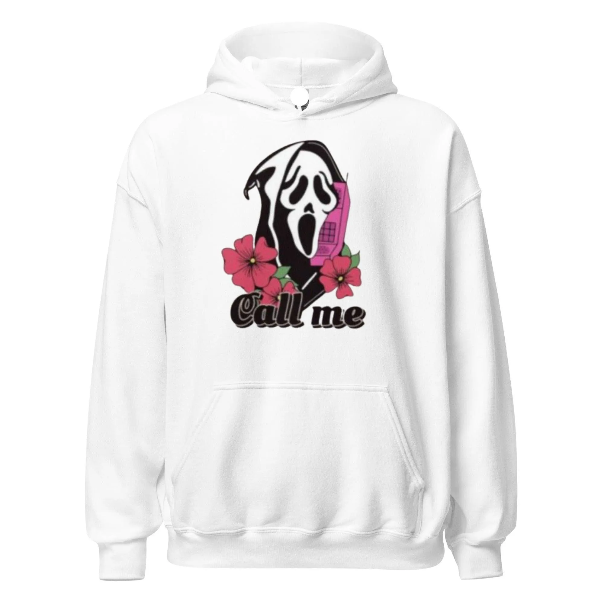 Ghost Face Hoodie Call Me Beautiful DTG Printed Premium Blended Cotton Pullover