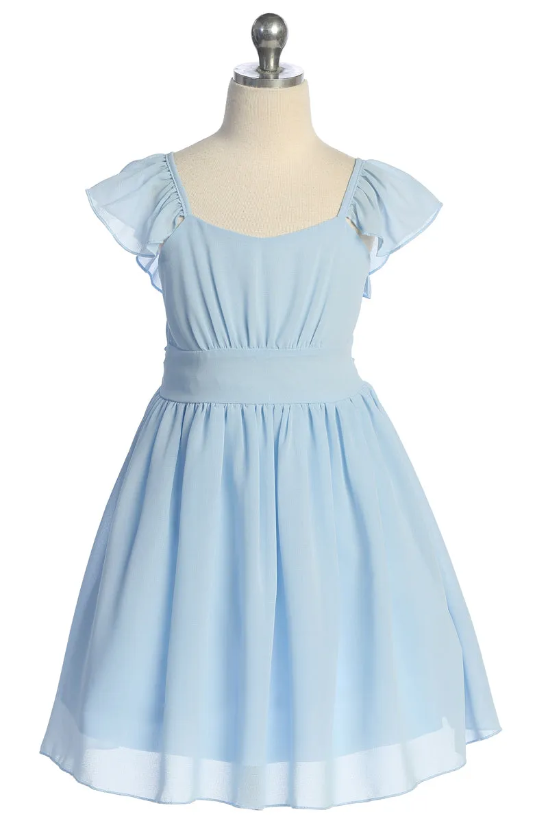 Girls Pebble Georgette Ruffle Sleeve Easter Dress Sizes 2-16