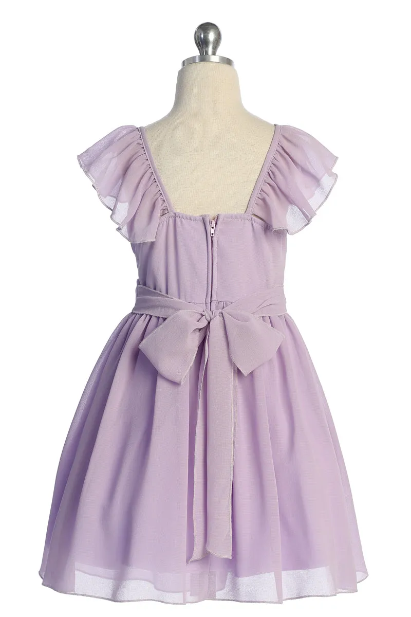 Girls Pebble Georgette Ruffle Sleeve Easter Dress Sizes 2-16