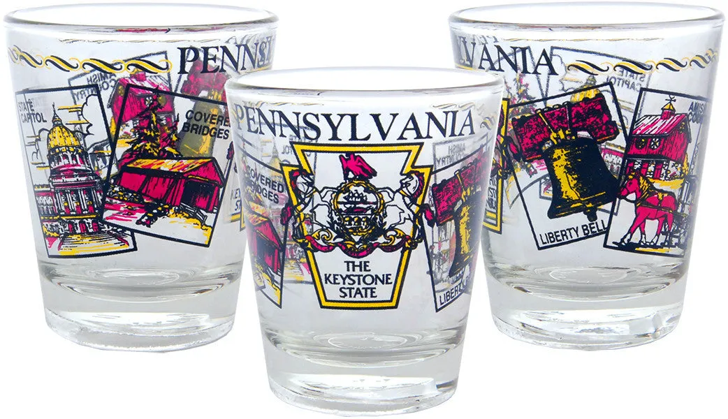 GLPA01 Shot Glass 5 Scenes Pennsylvania