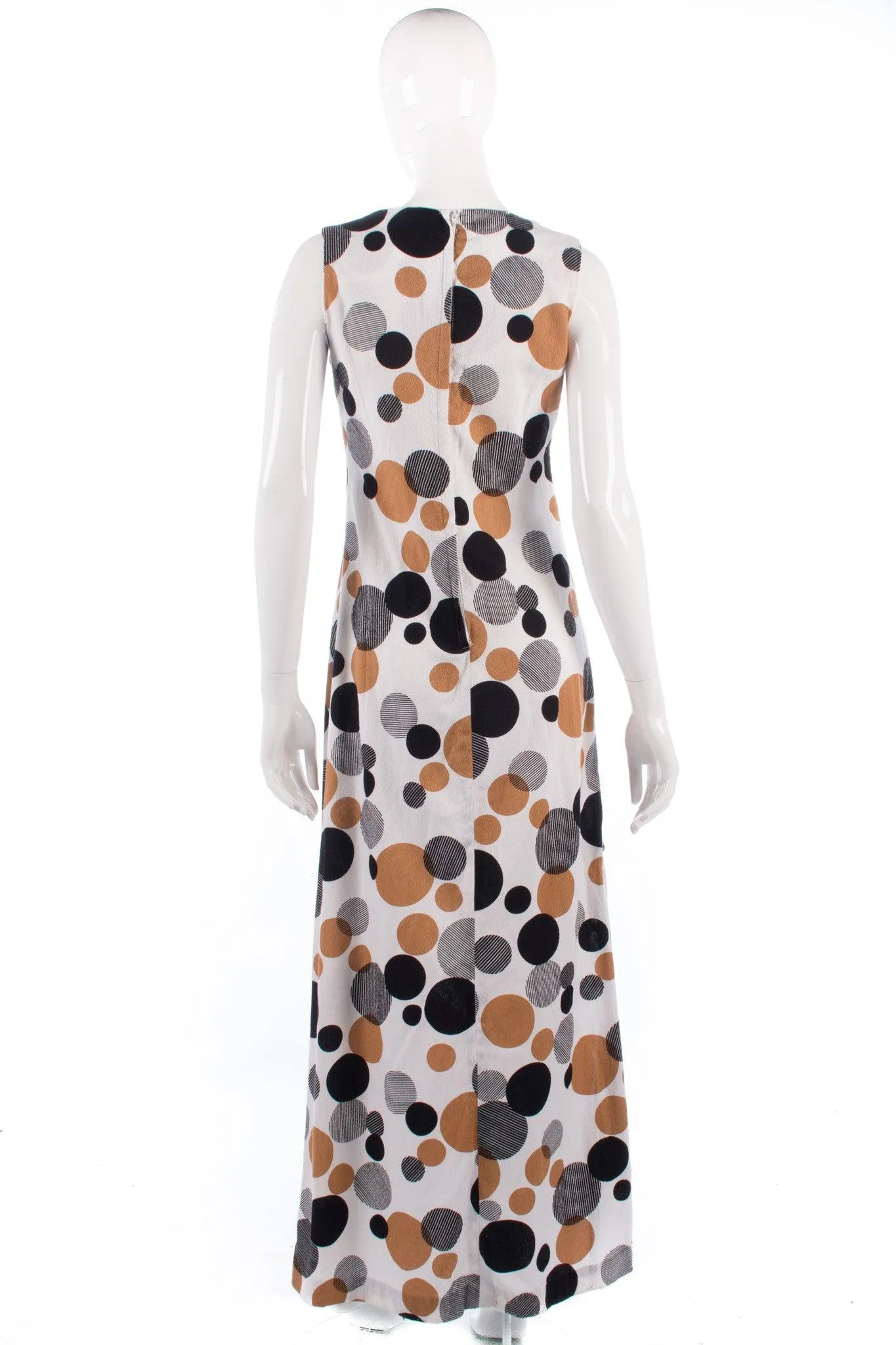 Great Unknown Vintage 1970's Dress Cream with Black/Brown Spots UK8/10