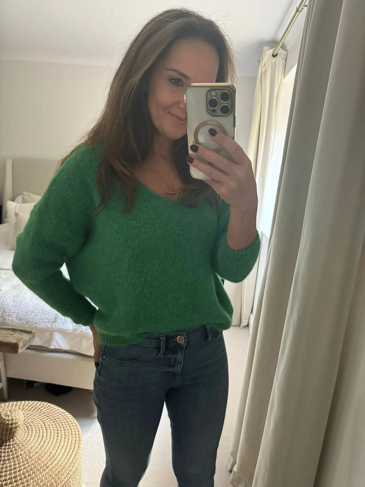 Green V Neck Wool Jumper