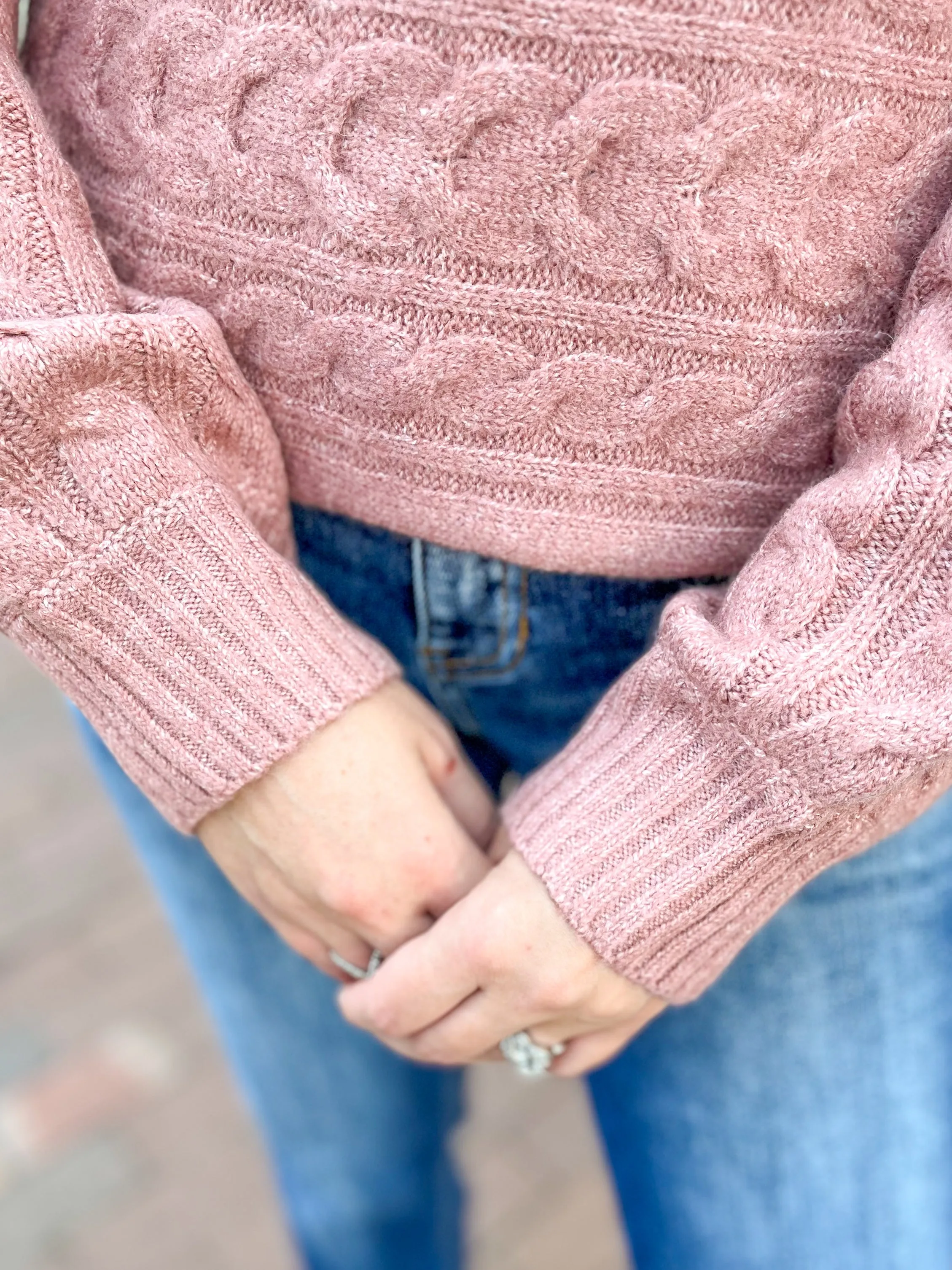 Heather Rose Cable Knit Sweater