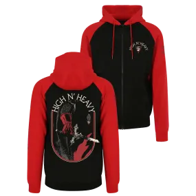 High n’ Heavy - Knight’s Grip Raglan Zip Hoodie - Black/Red