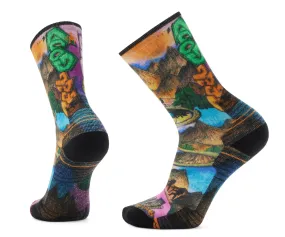 Hike Light Cushion Mountain Maze Print Crew Socks