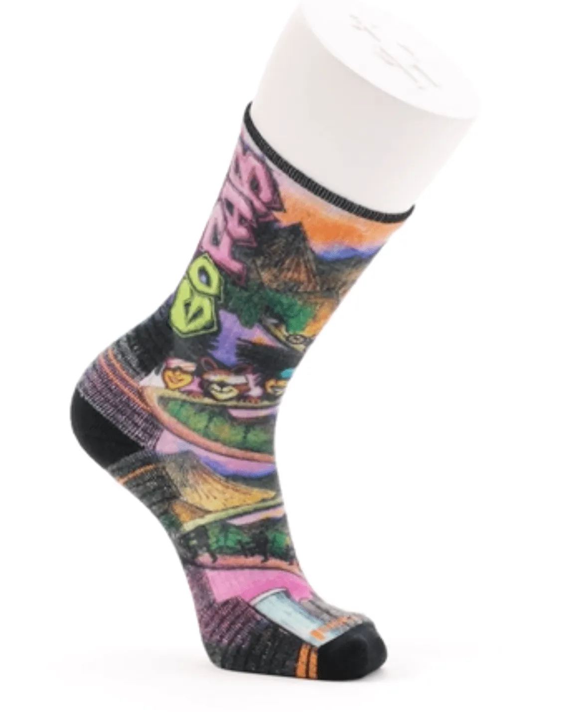 Hike Light Cushion Mountain Maze Print Crew Socks