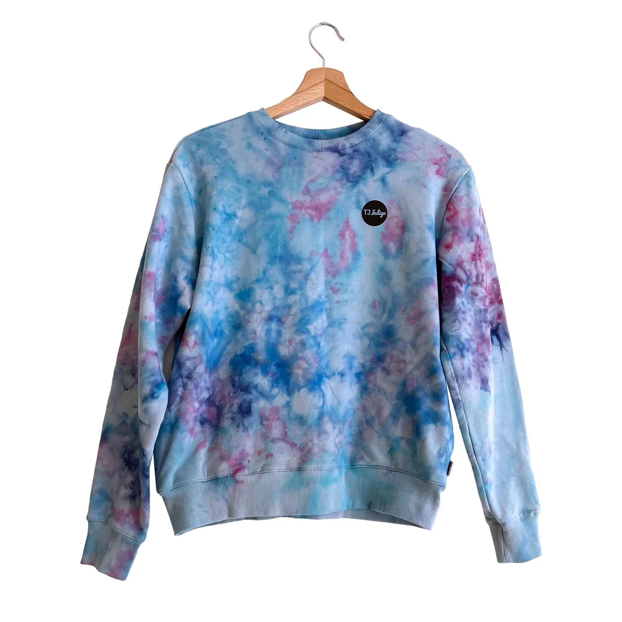 Ice Dye Cotton Crewneck in Amethyst