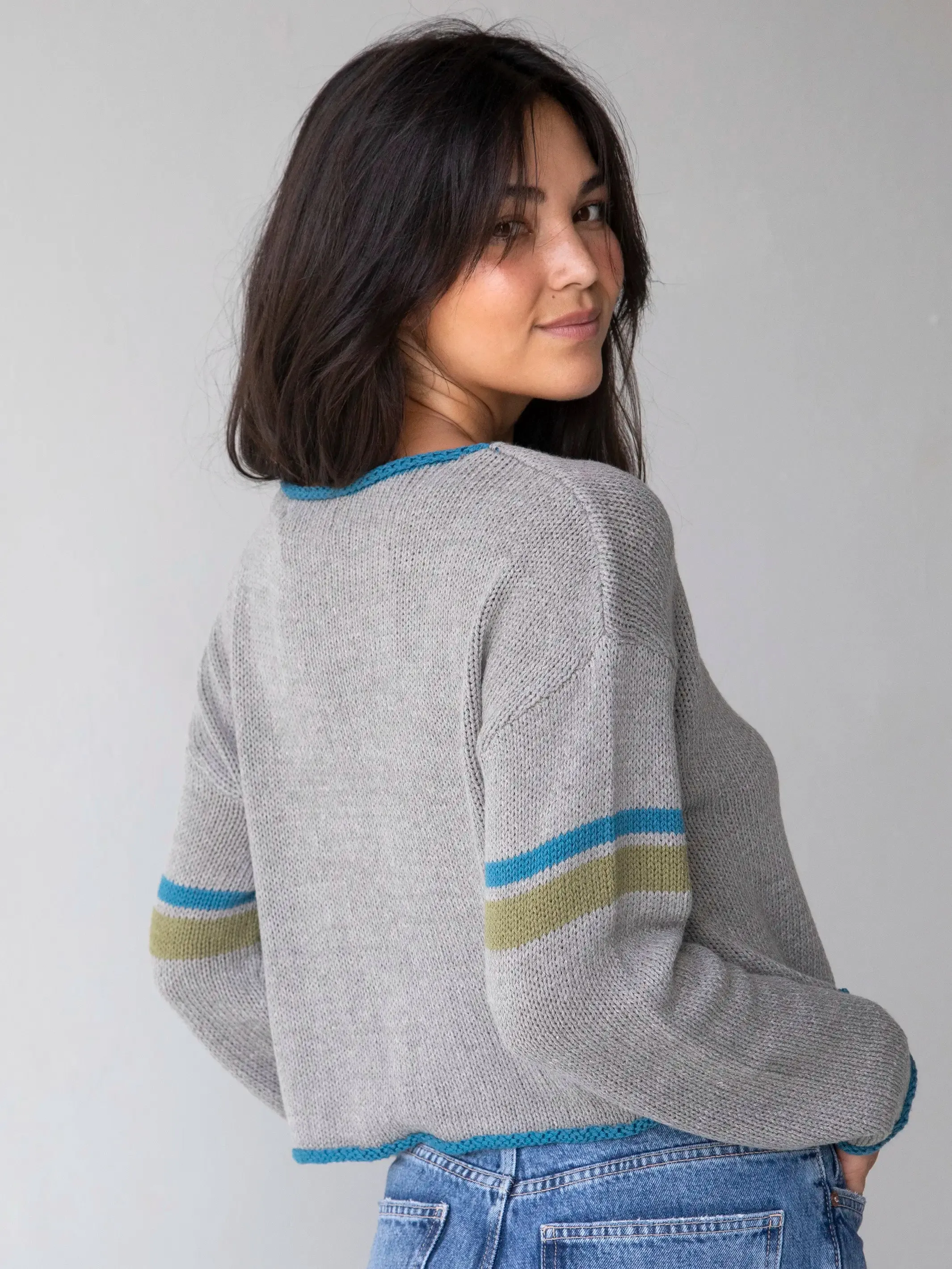 Intarsia Layering Sweater - Heather Grey