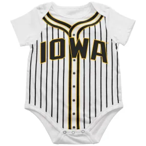 Iowa Hawkeyes BABY INFANT White Black Striped Baseball Style One Piece Outfit