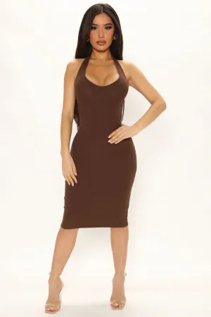 Isabelle Halter Midi Dress - Chocolate