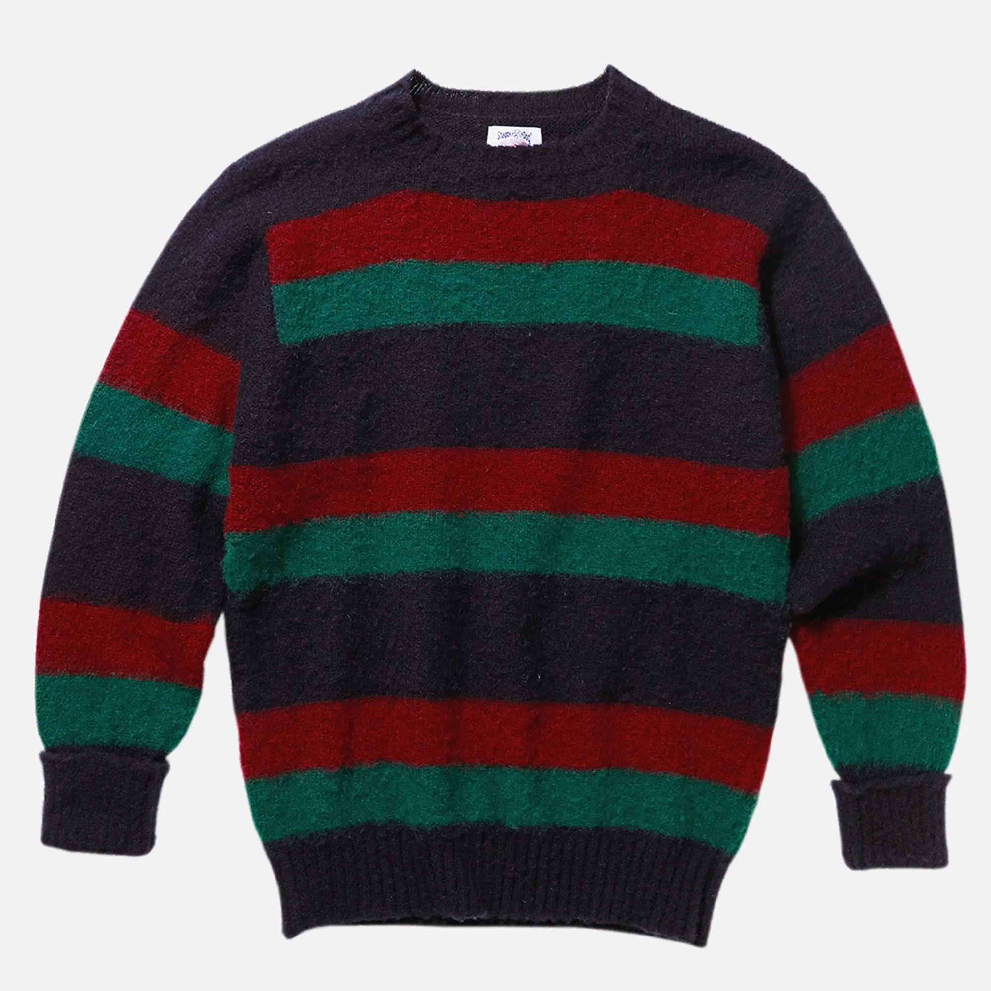 J. Press Shaggy Dog Sweater - Blue/Bordeaux/Green Stripe