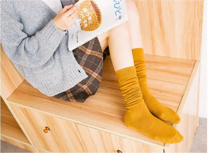 Japanese-style long pile knee socks