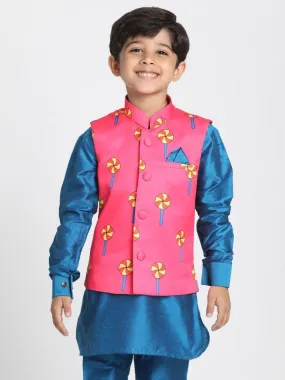 Jashvi Boys' Quirky Pinwheel Print Nehru Jacket