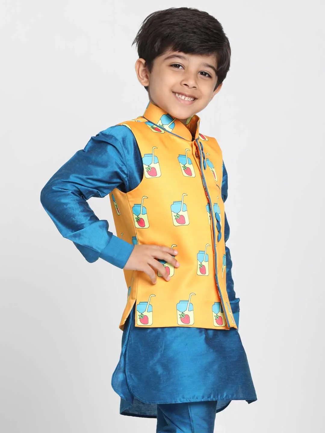 Jashvi Boys' Quirky Print Nehru Jacket