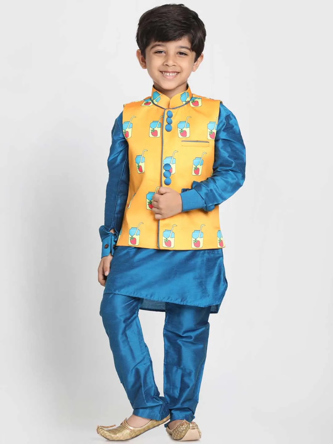 Jashvi Boys' Quirky Print Nehru Jacket