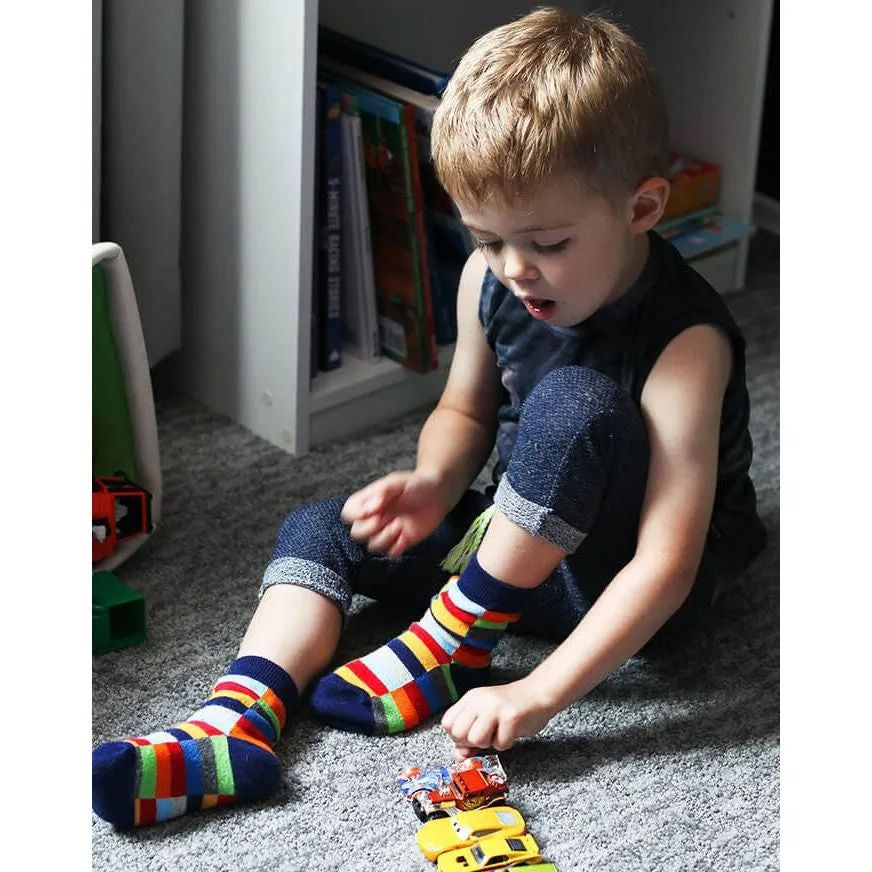 Jefferies Socks Colorful Multi Stripe Crew Socks (3 Pair Pack)