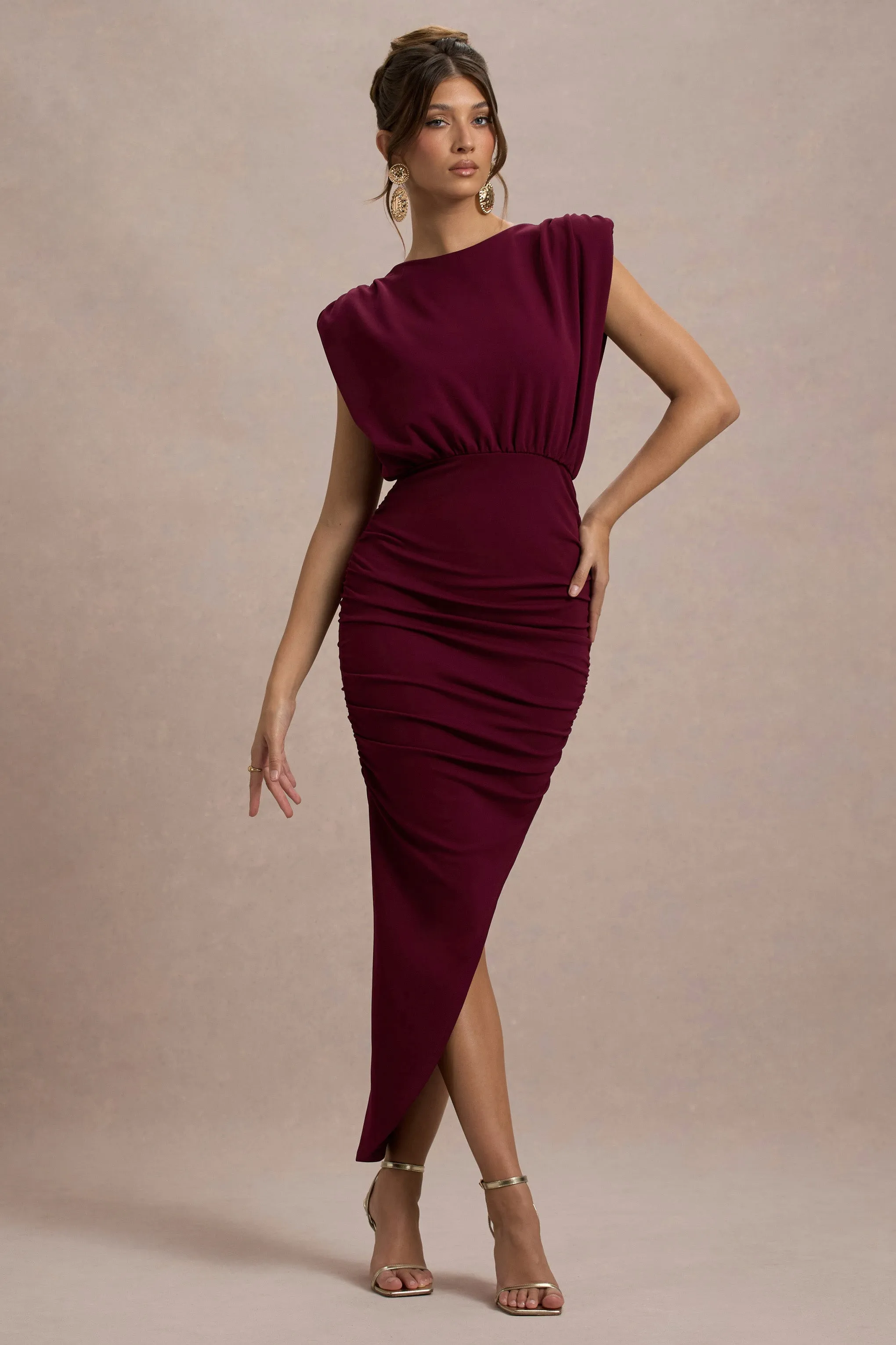 Jennifer | Port Sleeveless Maxi Dress With Asymmetric Hem