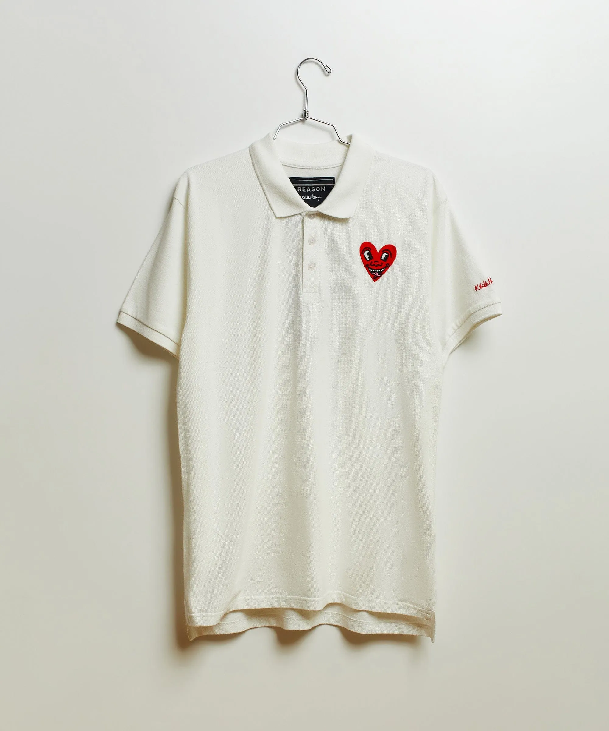 Keith Haring Embroidered Heart Polo - White