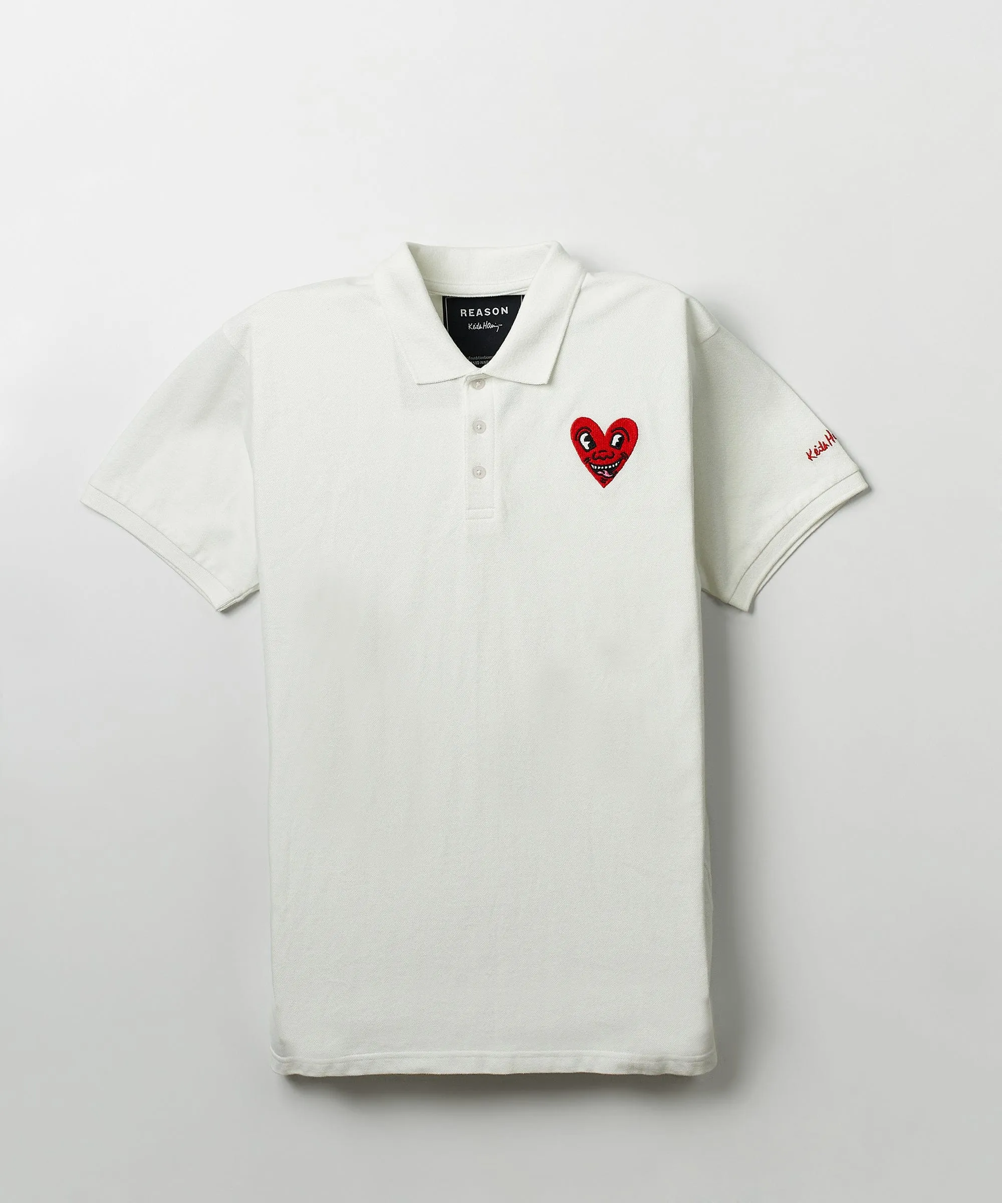 Keith Haring Embroidered Heart Polo - White