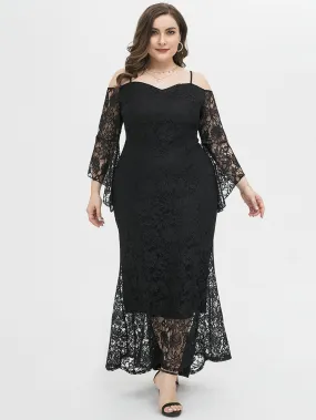 KittenAlarm - COLD SHOULDER PLUS SIZE LACE DRESS