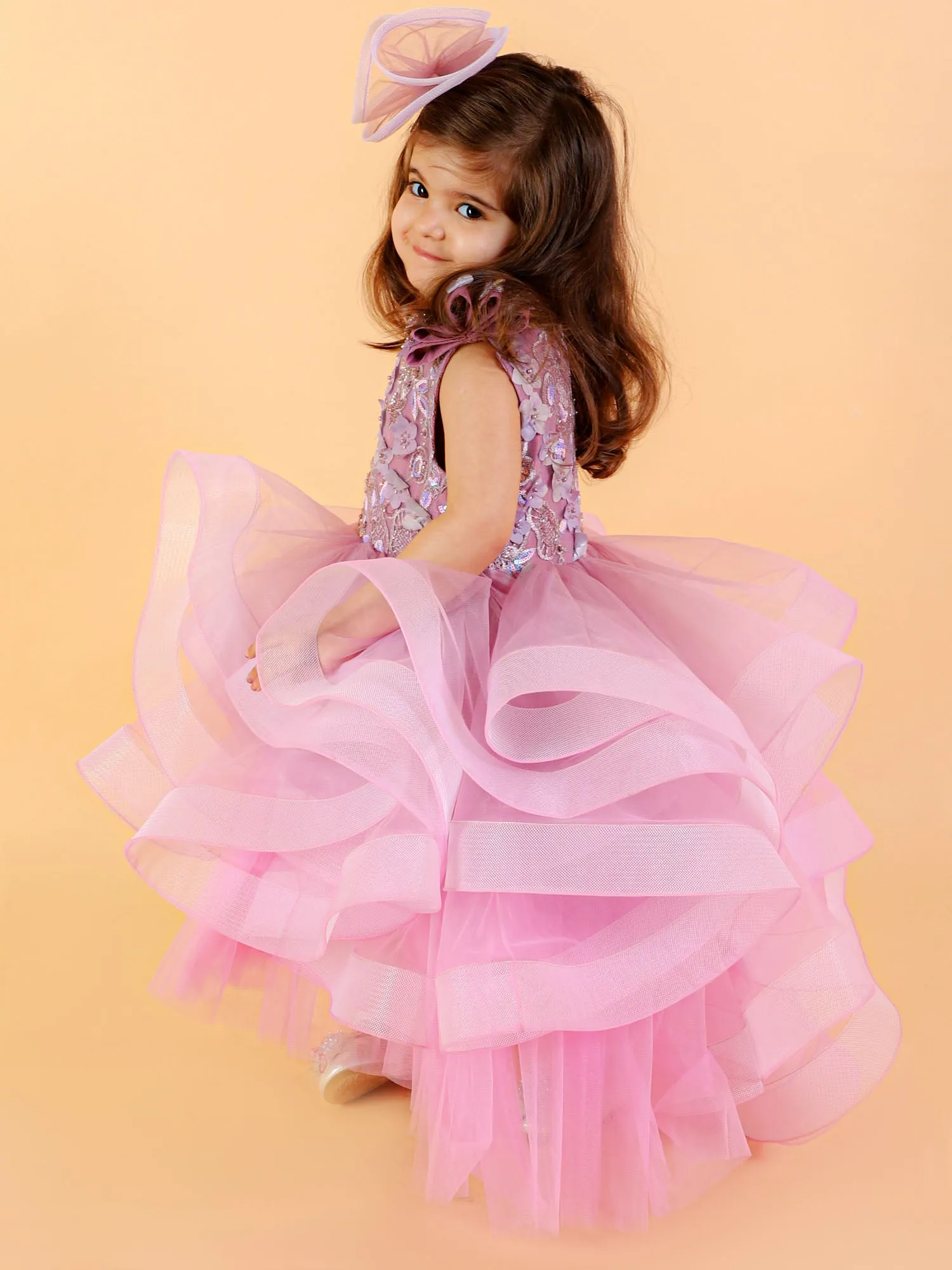 Lisa Embroidered Birthday Party Dress With Hair Accessory