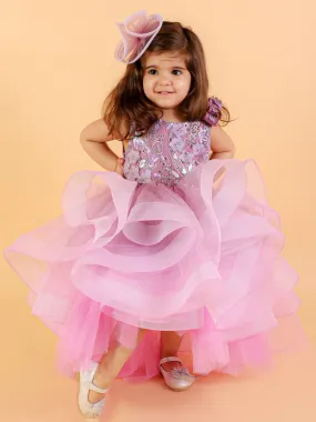 Lisa Embroidered Birthday Party Dress With Hair Accessory