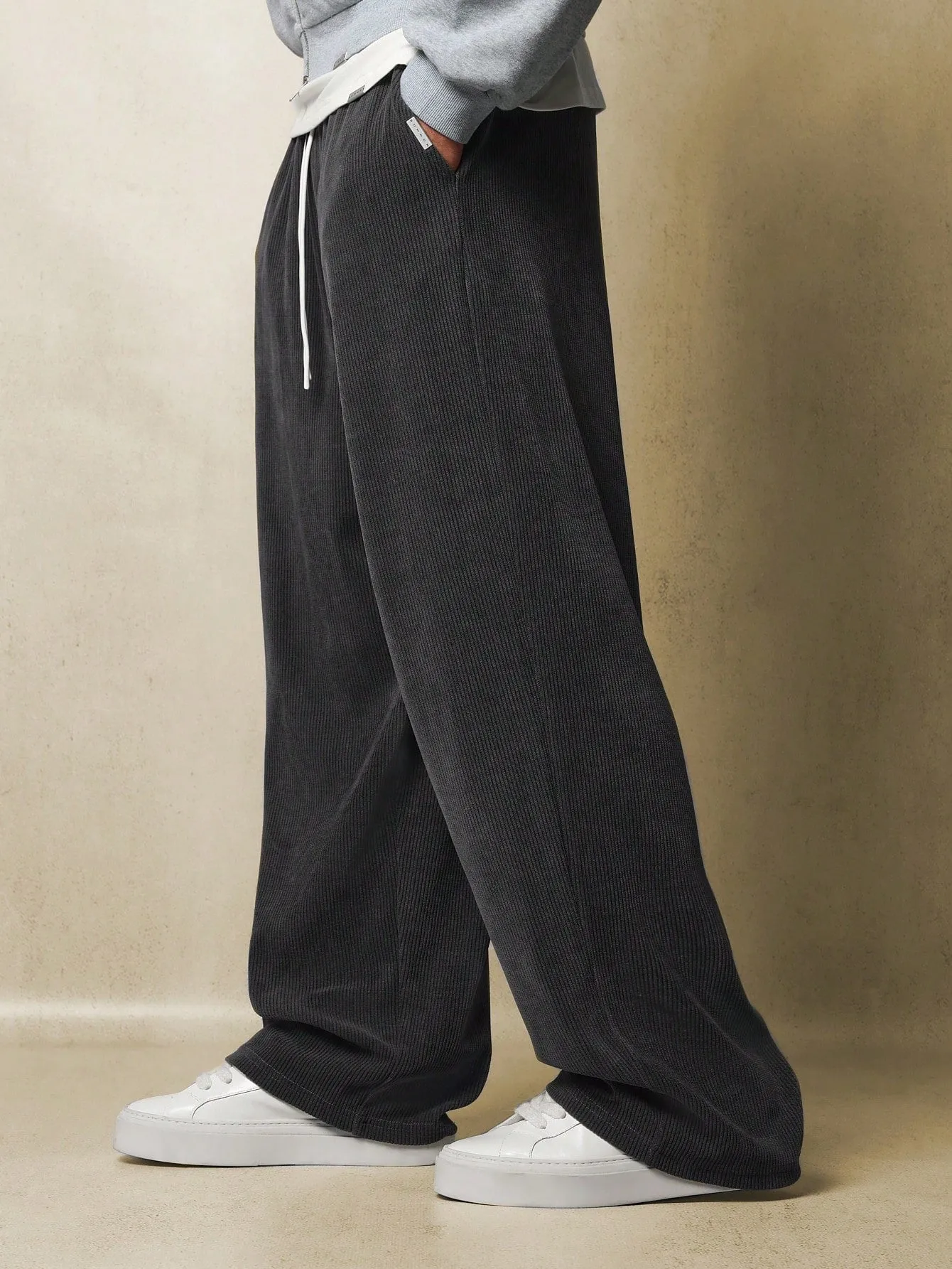 Loose Fit Baggy Cord Texture Essential Sweatpants