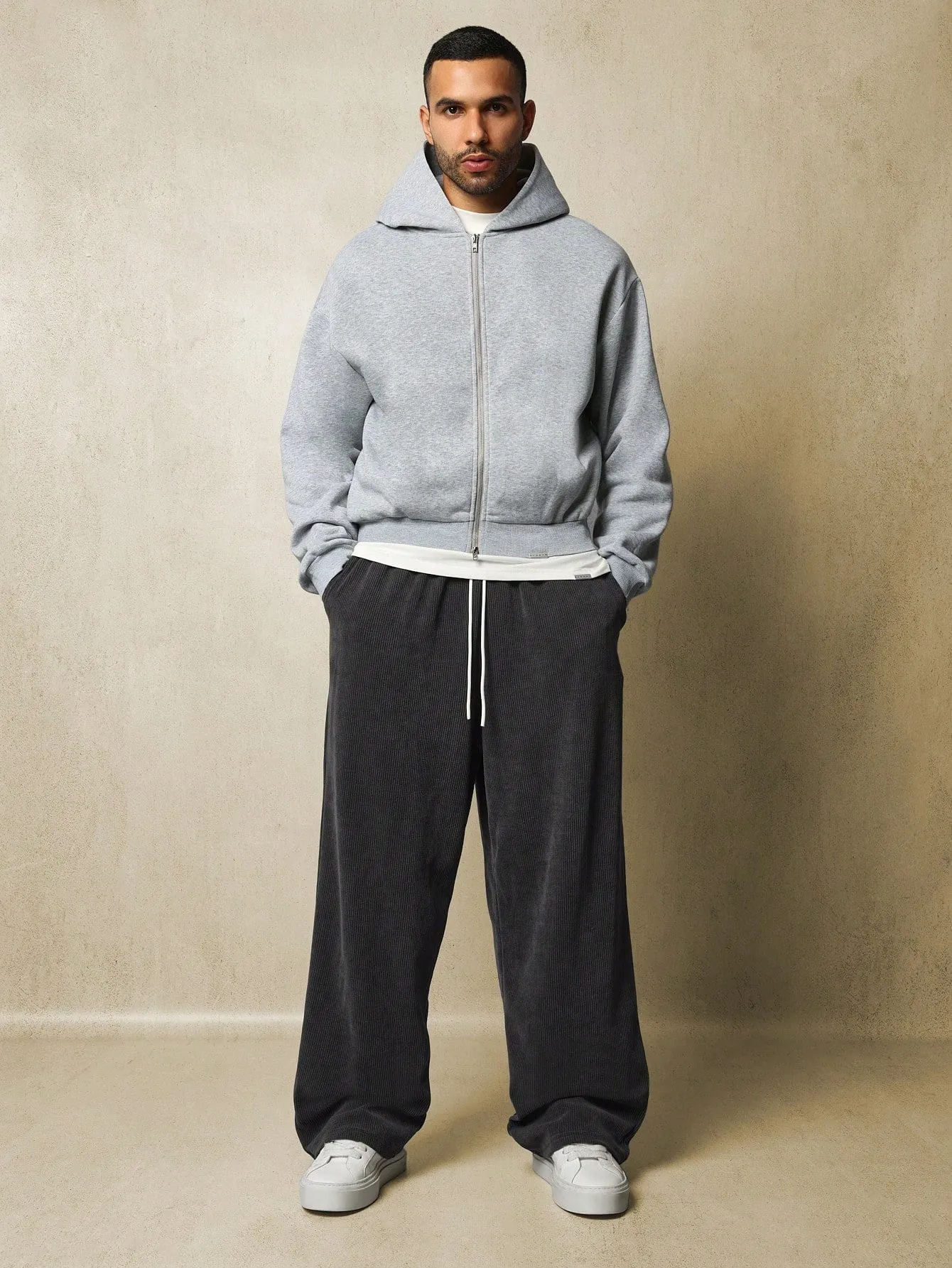 Loose Fit Baggy Cord Texture Essential Sweatpants