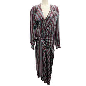 Maison Rabih Kayrouz Burgundy / Purple / Green Multi Striped Maxi Dress