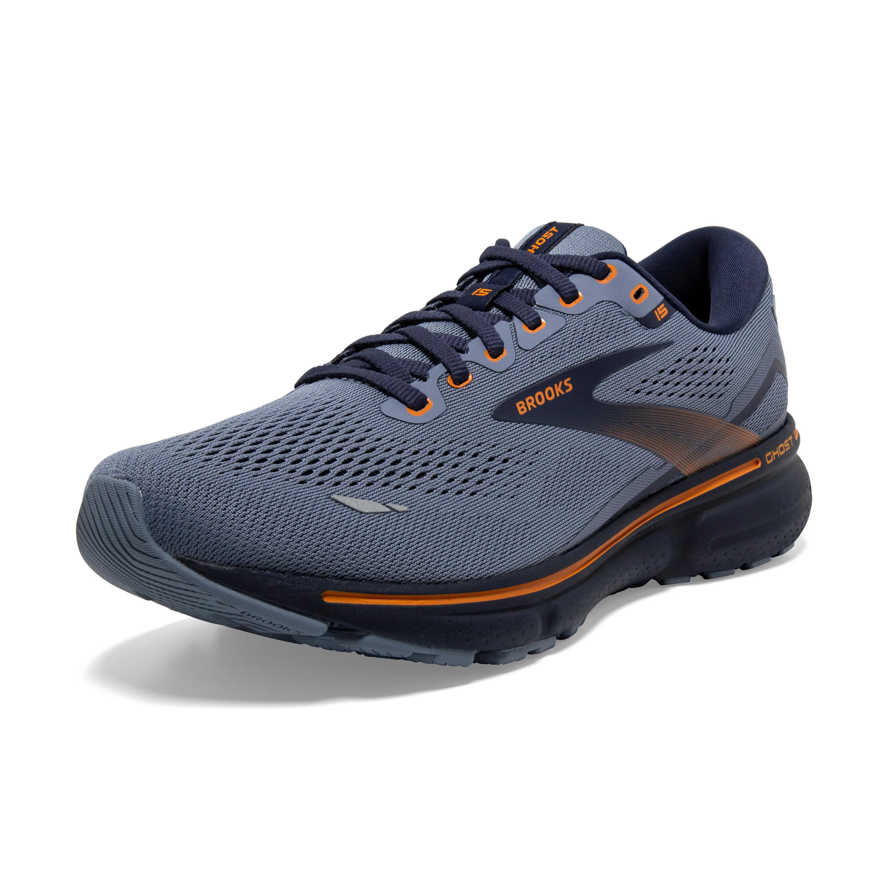 Men's Brooks Ghost 15 1103932E025 Color: Flintstone/Peacoat/Oak (WIDE WIDTH)