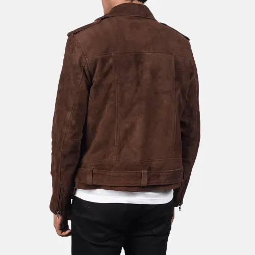 Mens Brown Suede Motorcycle Jacket