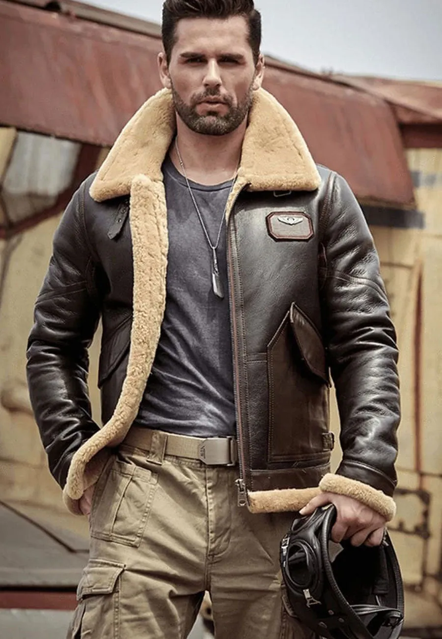 Men’s Dark Brown B3 Shearling Aviator Jacket