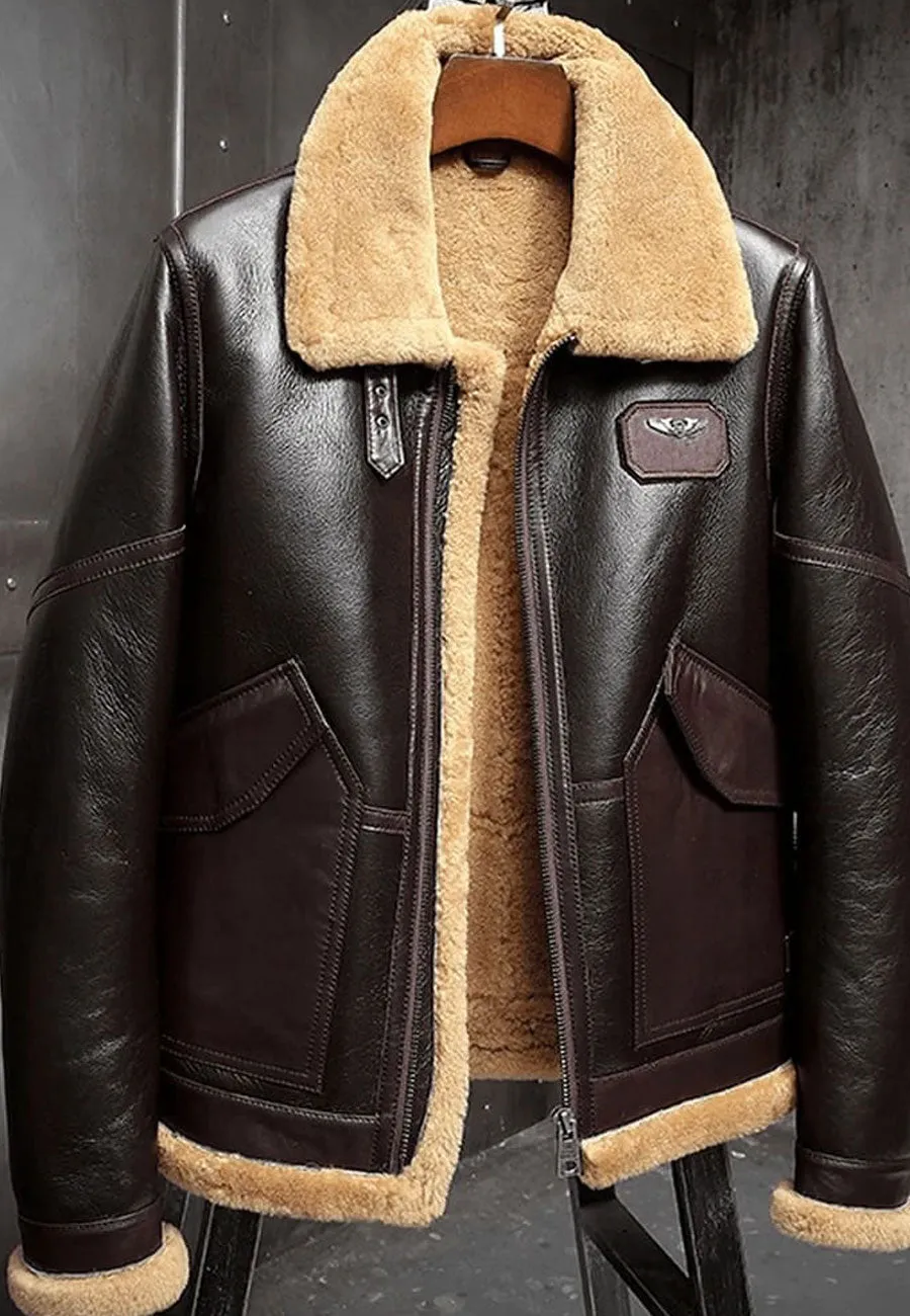 Men’s Dark Brown B3 Shearling Aviator Jacket