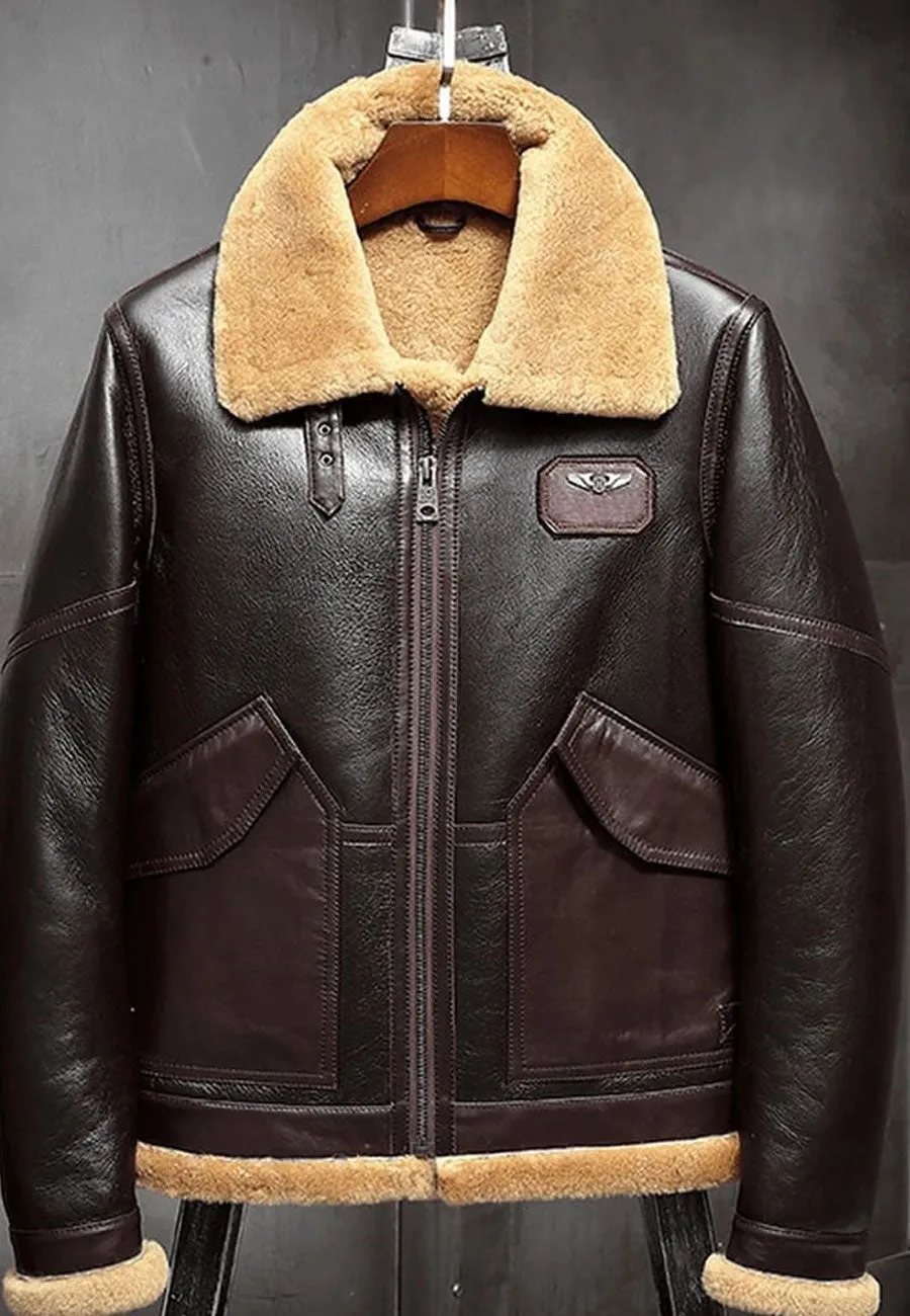 Men’s Dark Brown B3 Shearling Aviator Jacket