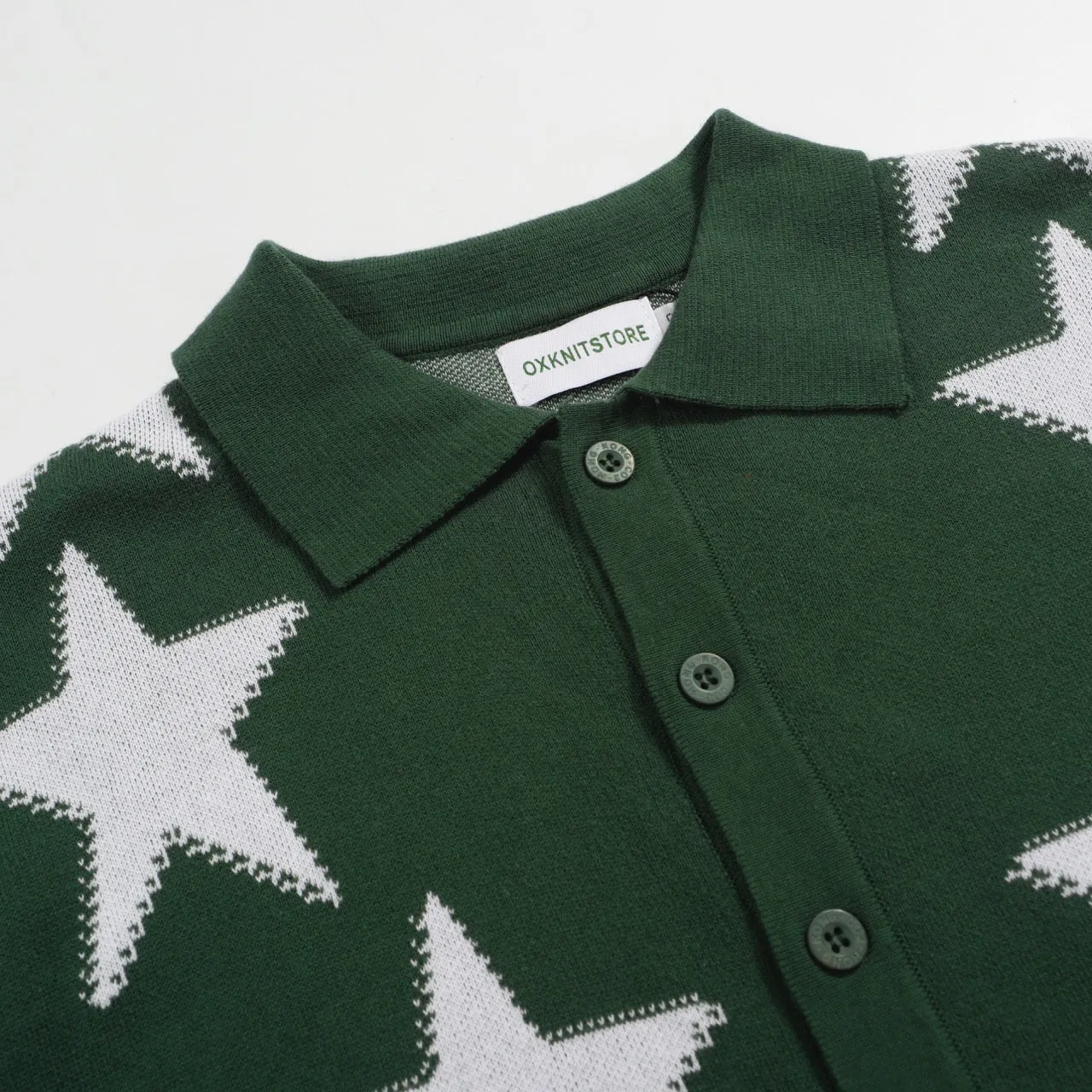 Men's Dark green  Star vintage knit cardigan sweater