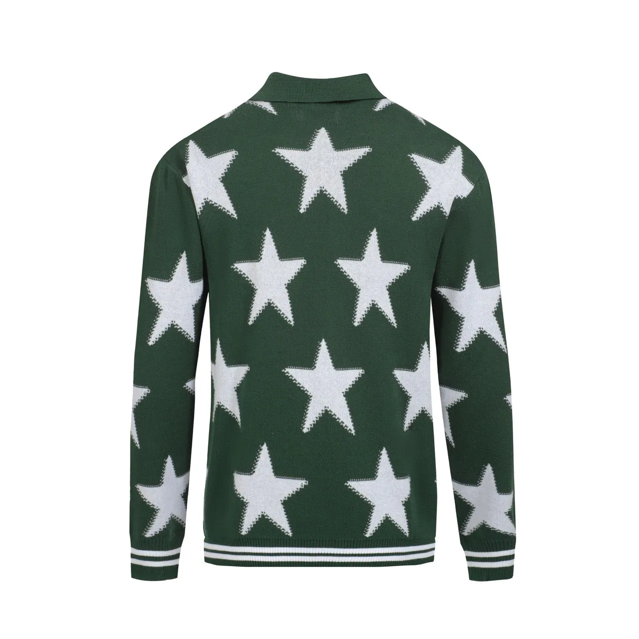 Men's Dark green  Star vintage knit cardigan sweater