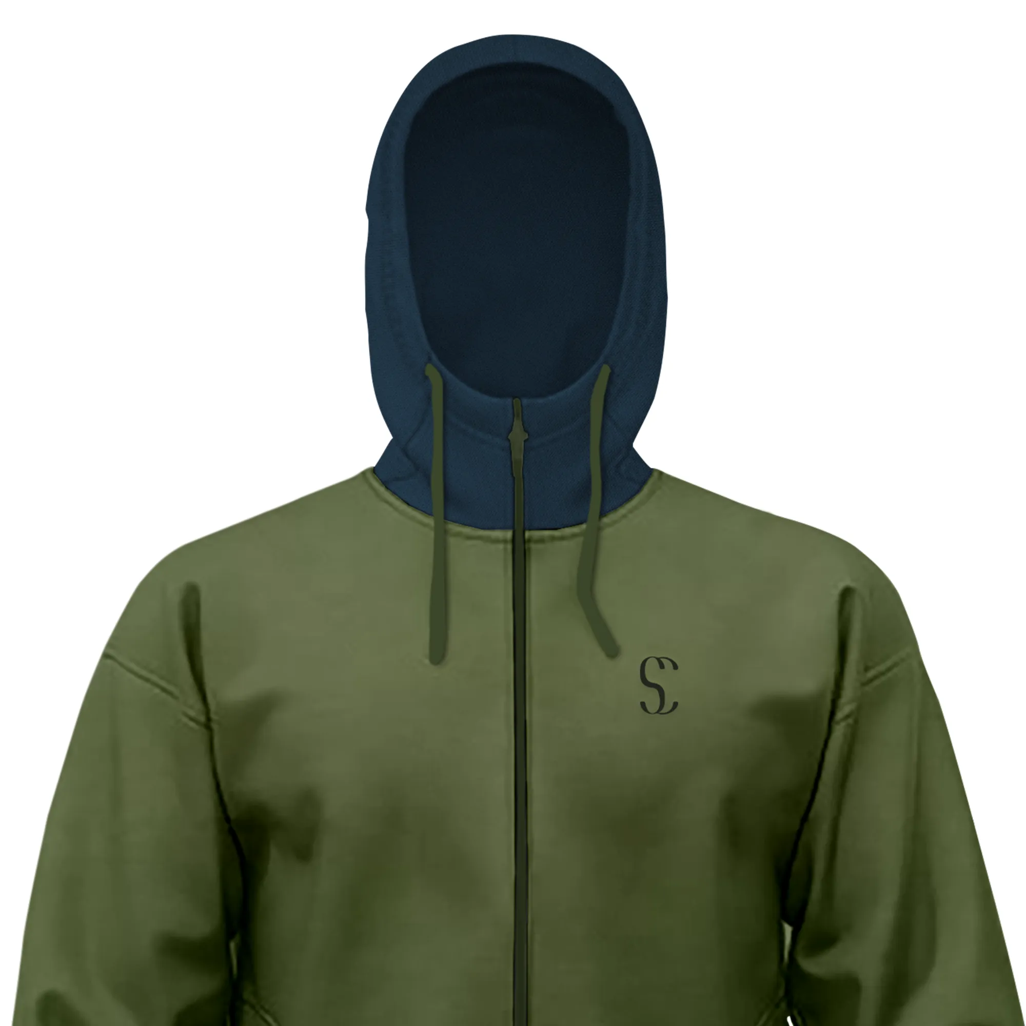 Men's Green Zip up Fleece Hoodie