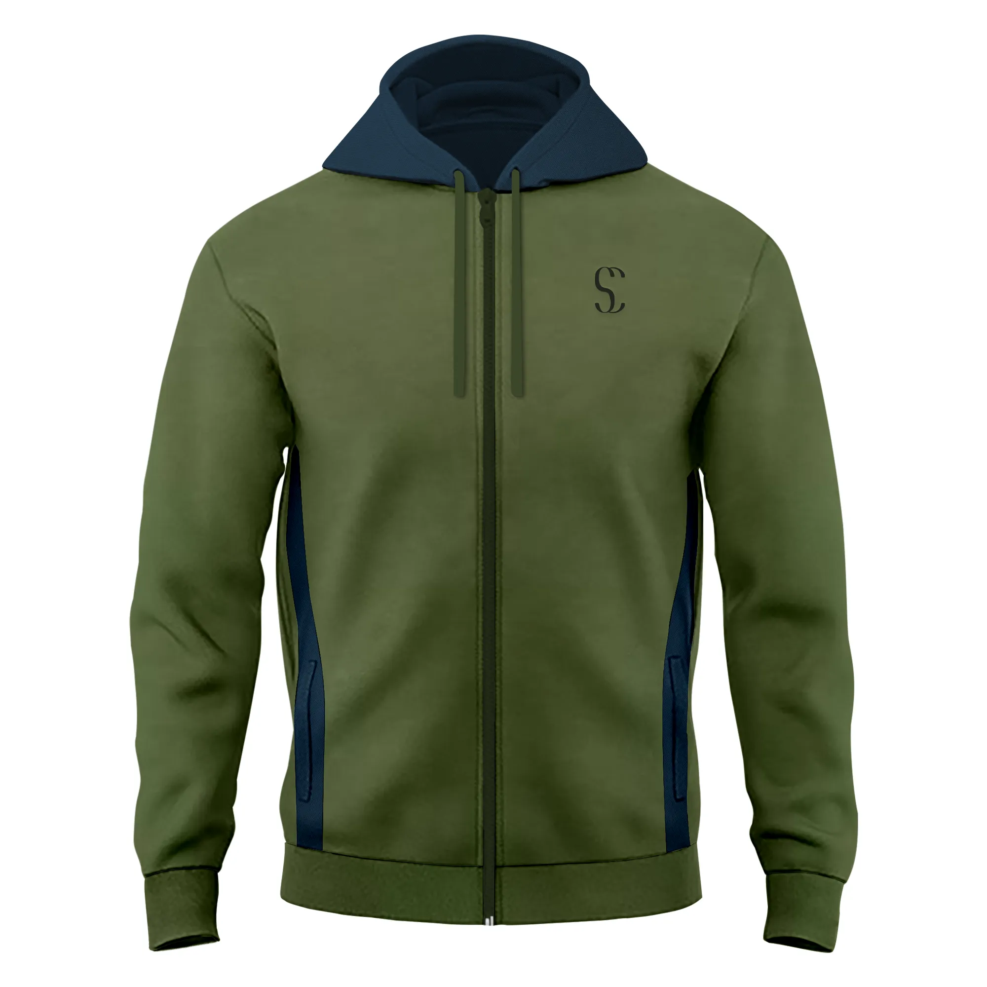 Men's Green Zip up Fleece Hoodie