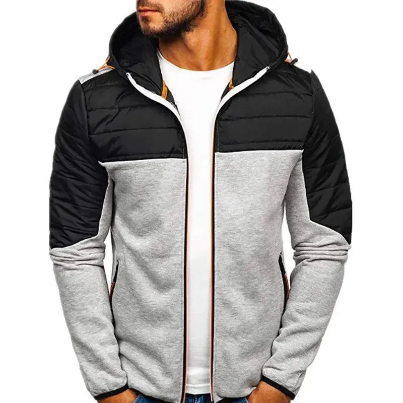 Men's Hoodies SpringAutumn Casual LongSleeve Zip Up Hoodie Men Sweatshirt Patchwork Hooded Sweatshirts Streetwear Hoody Cardigan