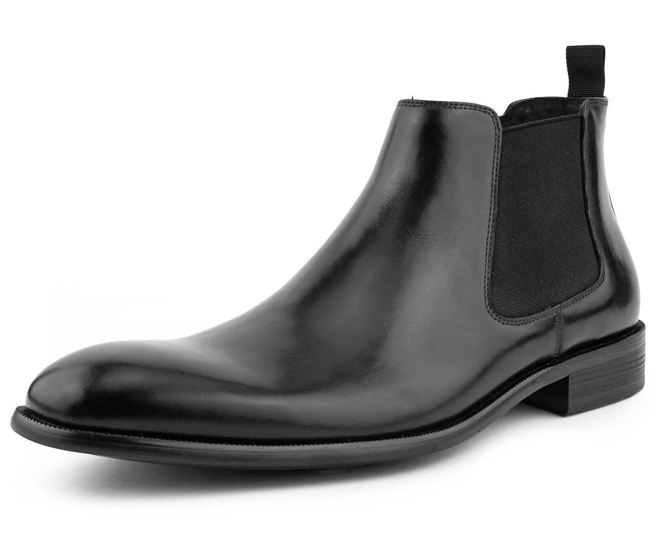 Men's Leather Chelsea Dress Boot color Black