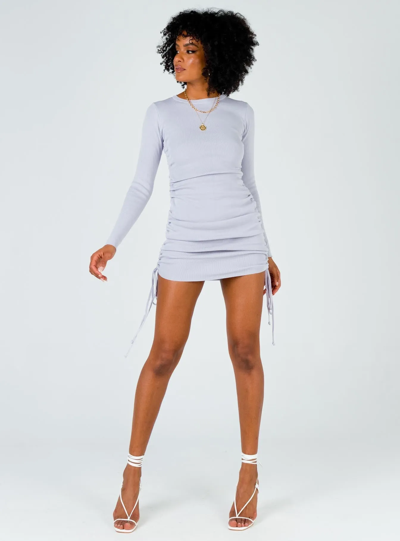 Military Minds Long Sleeve Mini Dress Dusty Purple