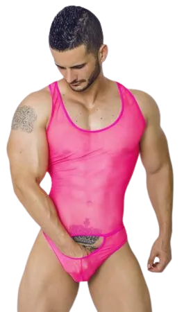 MOB Mesh Thong Body Tulle | Hot Pink  | Erotic Wear | Stretchy