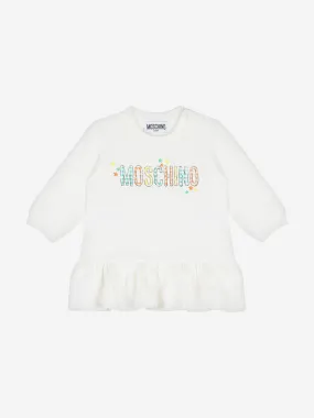 Moschino Baby Girls Logo Sweater Dress in Ivory