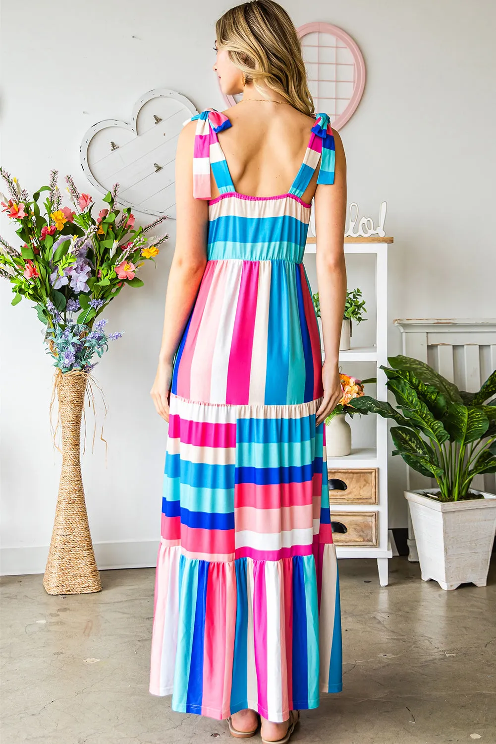 Multicolor Striped Sleeveless Maxi Dress