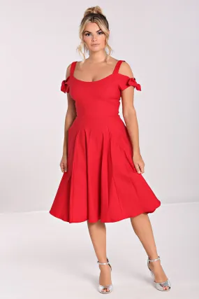 Nancy Fit & Flare Dress in Red by Hell Bunny