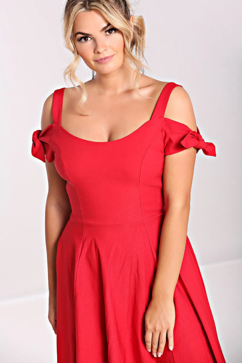 Nancy Fit & Flare Dress in Red by Hell Bunny