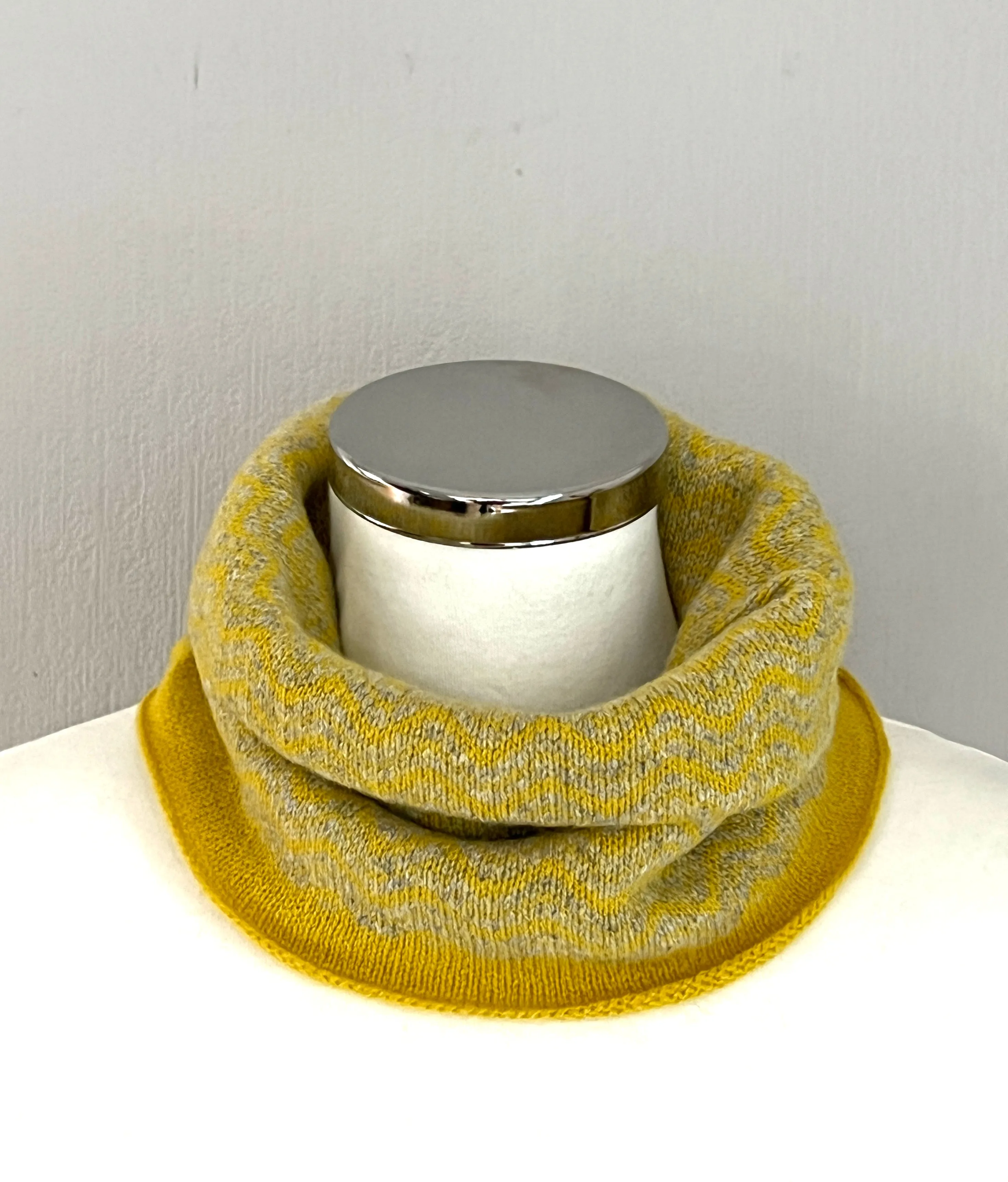 Neck warmer, snood drift pattern soft merino marled lambswool