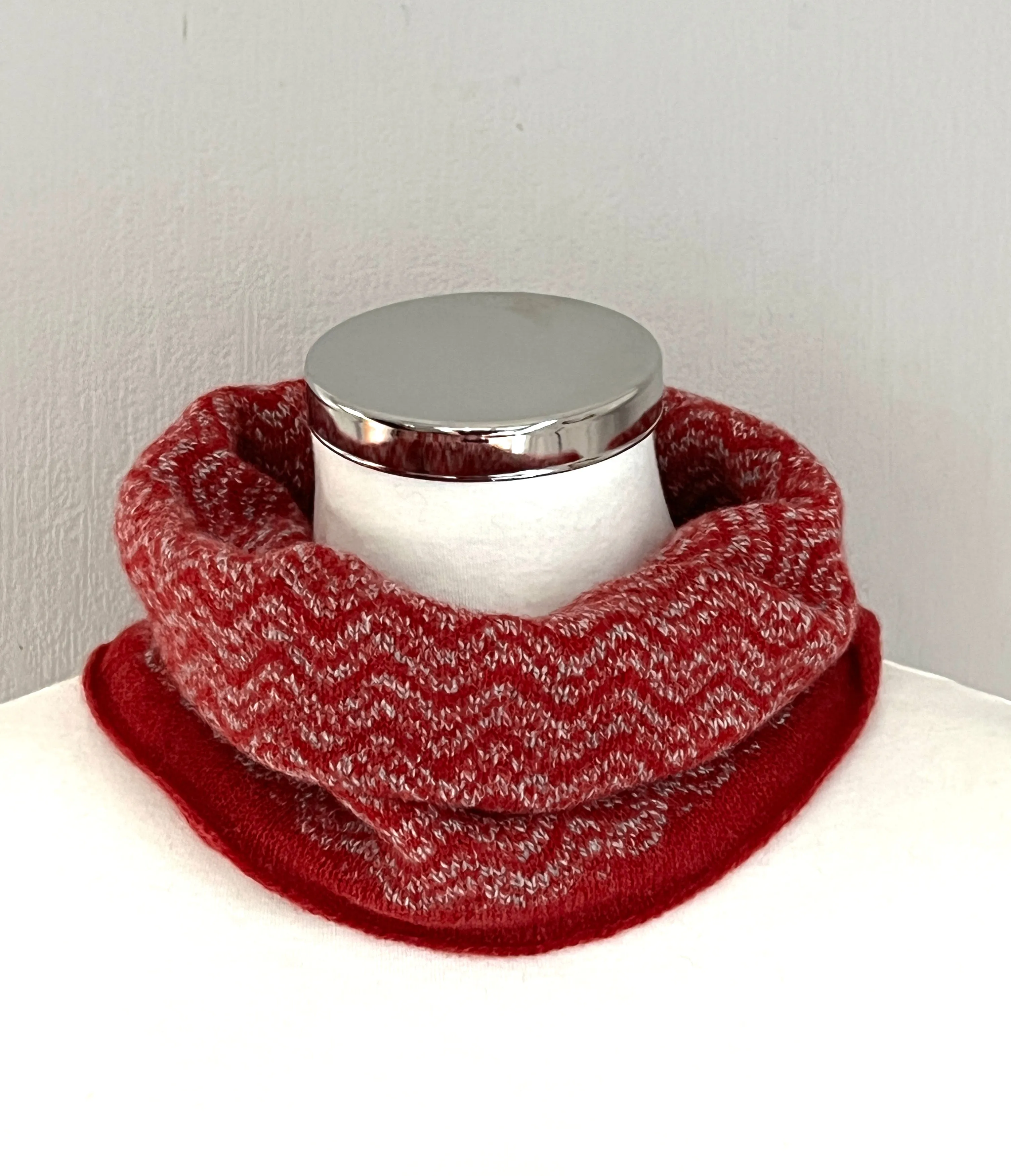 Neck warmer, snood drift pattern soft merino marled lambswool