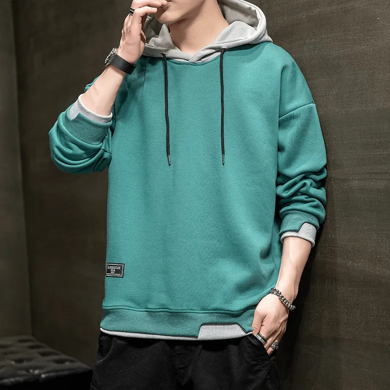 NEW Men's Casual Contrast Pullover Hoodie